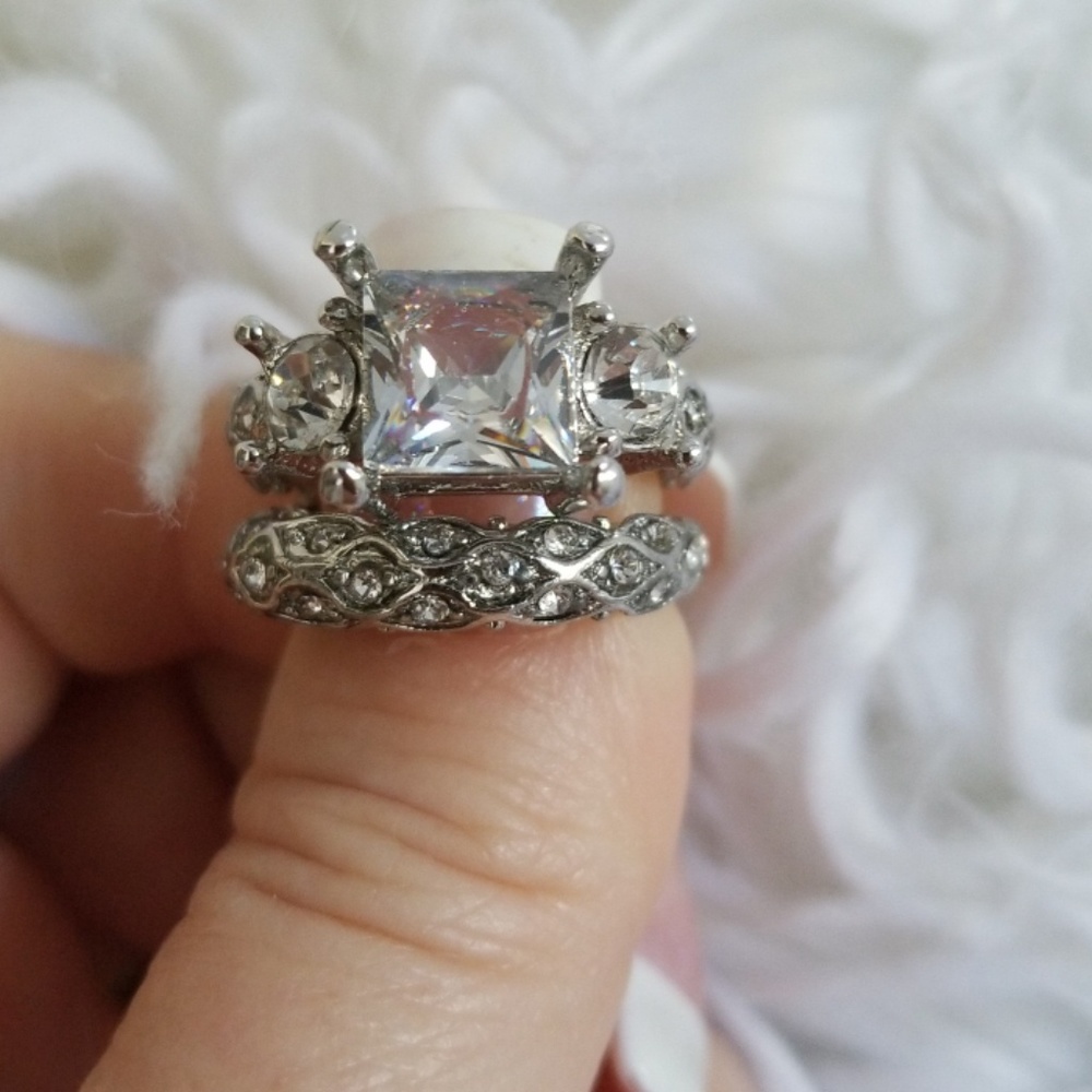 .925 Sterling Silver Wedding Ring Set 6 - Picture 4 of 7